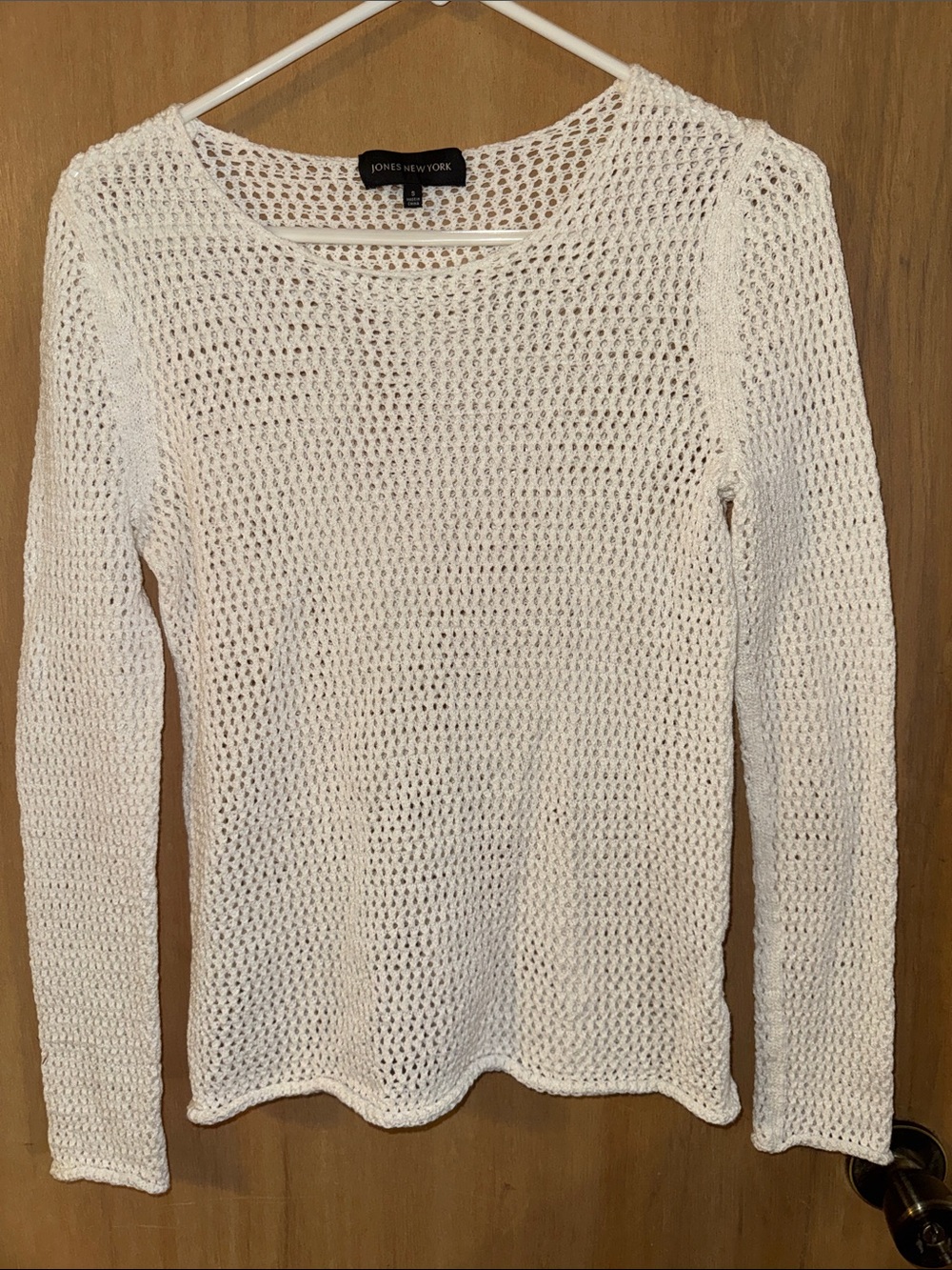 Jones New York Open-Knit Long Sleeve Crew Sweater Cover-Up Small